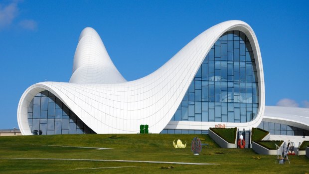 The rolling, soft-serve curves of Zaha Hadid's Heydar Aliyev Centre.