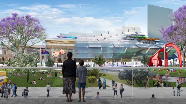 Artist impression for the winning design for Parramatta's new council and library building.