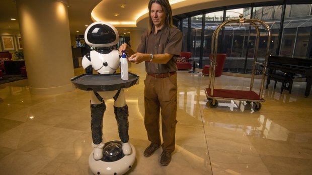 The robots will deliver hand sanitiser to guests.