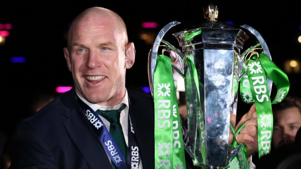 Paul O'Connell with this year's Six Nations trophy.