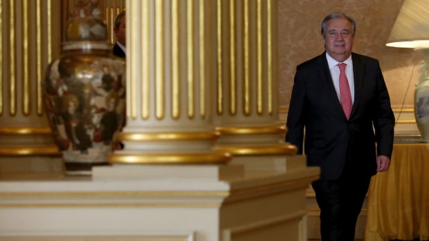 Antonio Guterres at Lisbon's Necessidades Palace on Thursday.