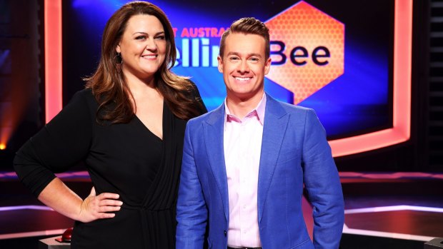 Chrissie Swan and Grant Denyer, co-hosts of <i>The Great Australian Spelling Bee</i>.