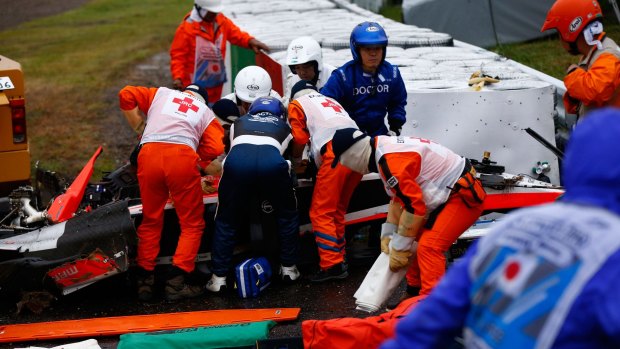 Horror crash: Jules Bianchi was pulled from a crash during the Japanese Grand Prix at Suzuka Circuit on October 5.