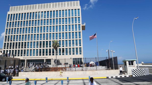 The recently reopened US embassy in Havana, Cuba.