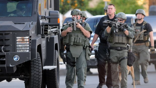 Authorities search for a gunman at an incident in the US in late 2015. 