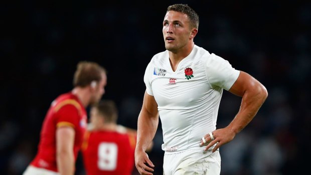 Mixed fortunes: Dual international Sam Burgess during the Rugby World Cup with England.