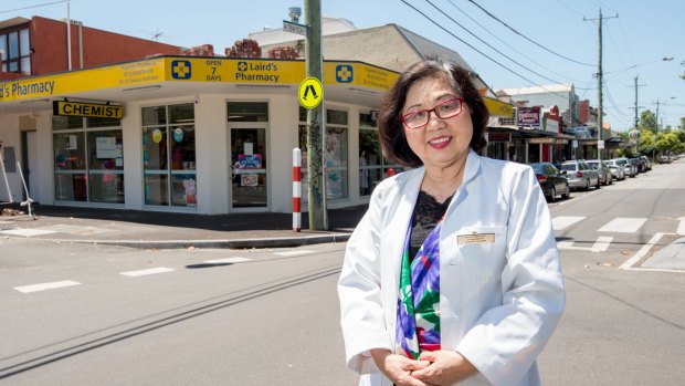 Dr Elizabeth Foo says it's hard to estimate the cost of past flood damage to Laird's Pharmacy in Elwood.