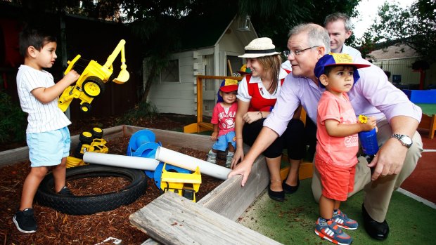 "There are better and fairer ways that benchmark pricing can be achieved": Social Services Minister Scott Morrisonvisits "Kinderoos" childcare centre in Bexley North.