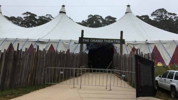 A blocked-off entrance to the Grand Theatre, where the crush happened, on Saturday at Falls Festival in Lorne.