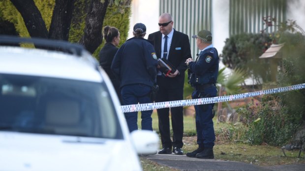 Detectives remained at the Lalor Park house on Monday morning.