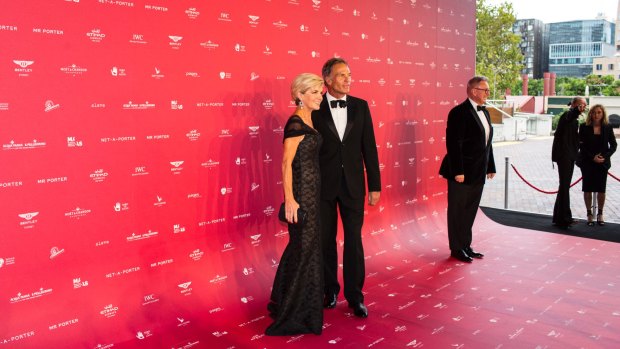 Julie Bishop and David Patton arrive at the MAAS Fashion Ball at the Powerhouse Museum