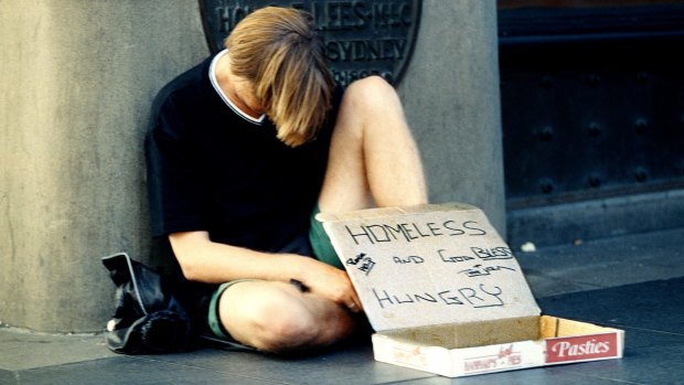 A homeless man appeals for help in Sydney. 