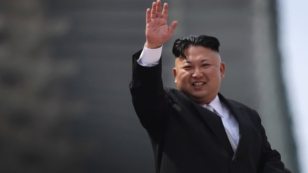 North Korean leader Kim Jong-un at a military parade on Saturday.
