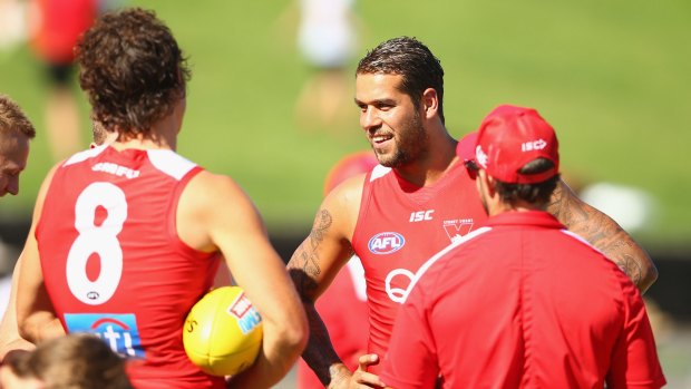 Welcomed return: Lance Franklin was back in action in a Swans' intra-club trial.