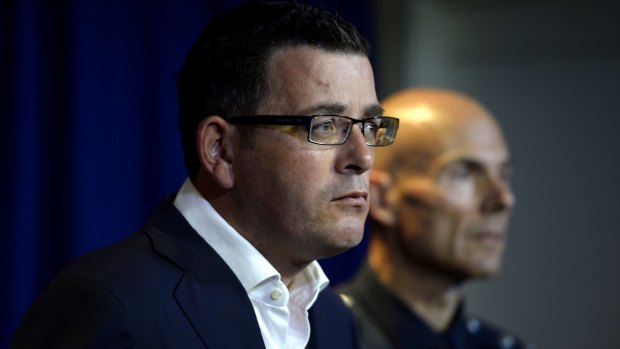  Victorian Premier Daniel Andrews and police Deputy Commissioner Andrew Crisp at a press conference at Saturday night's gang violence in Melbourne.