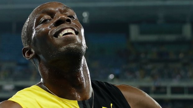 Jamaica's Usain Bolt celebrates his relay gold at the Rio Olympics.