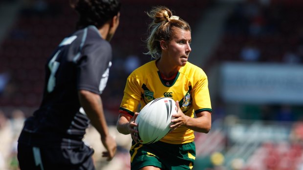Talented: Sam Hammond looks to pass for the Jillaroos in Wollongong against New Zealand.
