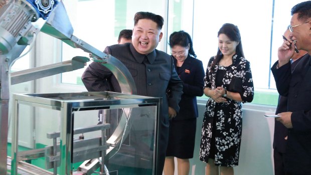 North Korean leader Kim Jong Un visits a cosmetics factory in Pyongyang, North Korea. 
