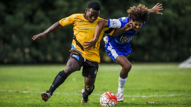 Osman Fofanah (left) of Cooma Tigers and his teammates will face Goulburn in the FFA Cup. 