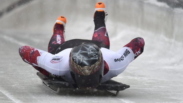 Wild ride: The Skeleton event sees competitors exceed speeds of 130km/h.