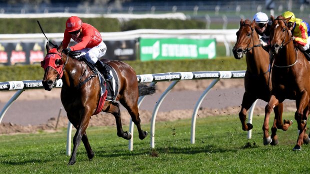 Red-letter day: Kerrin McEvoy rides Redzel to victory in the Concorde Stakes.