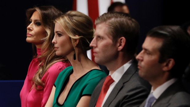 Donald Trump's election has put increasing scrutiny on his family's interests. From left: Donald Trump's wife Melania, daughter Ivanka and sons Eric and Donald junior.