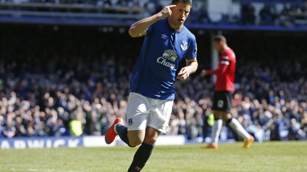 Feeling blue: Kevin Mirallas completes the rout.