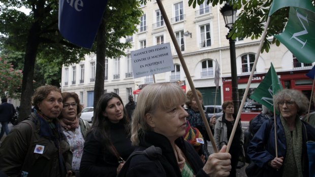 Feminist groups protests as two French government ministers and a top legislator stand accused of sexually harassing or abusing women.
