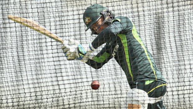 Eye on the ball: Michael Clarke searches for form in the Trent Bridge nets.