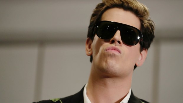 Milo Yiannopoulos during a function hosted by Senator David Leyonhjelm at Parliament House in Canberra on Tuesday. 