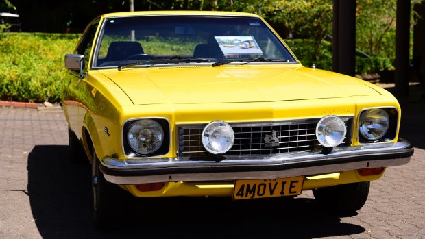 A Holden Torana hatchback used in the movie <i>Evil Angels</I> outside Chamberlain's memorial service. 