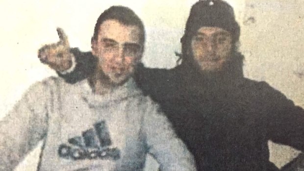 Mehmet Biber (right) and Nassim Elbahsa in a picture taken in Syria and tendered during the trial of Hamdi Alqudsi.