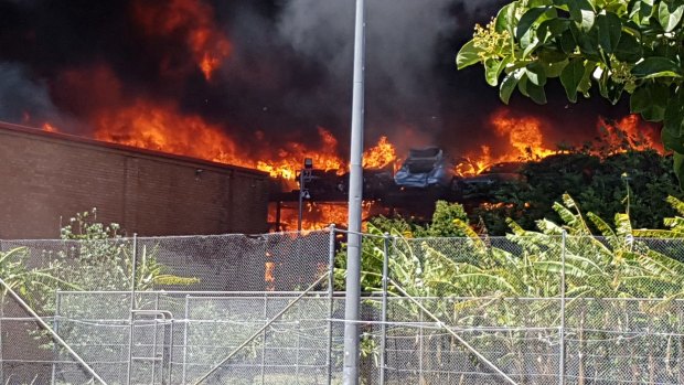 Factory fire at 26 Mavis st, Revesby. 