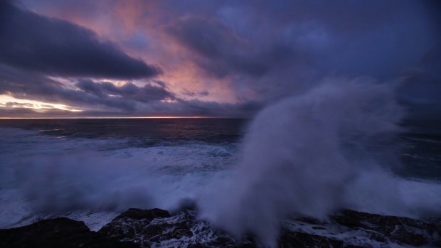 Wild weather: The waves were big in Maroubra on Monday morning as a low pressure system made its way up the coast.