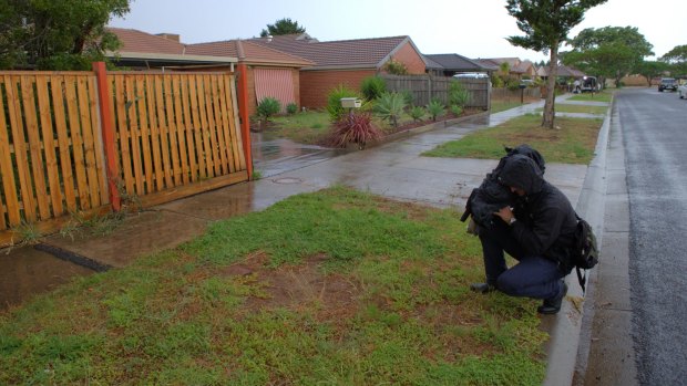 A television cameraman films the scene of the shooting in Walsingham Crescent in Kurunjang.