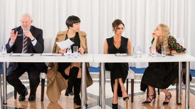 International yarn: IWP judges Fashion writer Colin McDowell, editor-in-chief of Vogue China Angelica Cheung, designer Victoria Beckham and Vogue Italia editor Franca Sozzani.