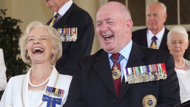 Governor-General Sir Peter Cosgrove and Dame Quentin Bryce at Government House in Canberra.
