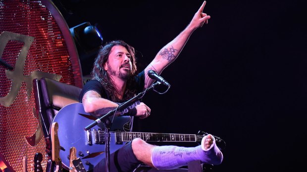 Dave Grohl on his throne at the Foo Fighters 20th Anniversary concert.