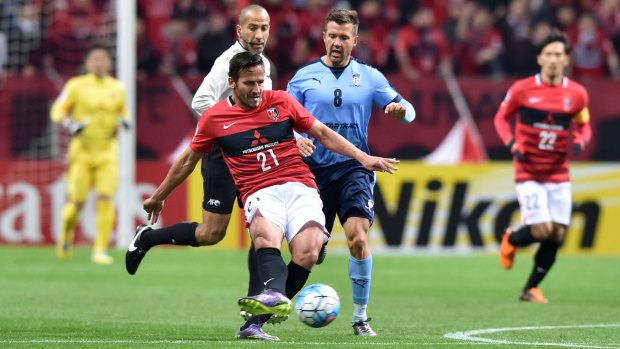 Bad start: Milos Dimitrijevic and his Sydney FC teammates did plenty of chasing in their ACL loss to Urawa Red Diamonds.