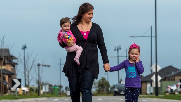 Tamara Hawkins with her girls  Emilia, aged three, and Chloe, one.