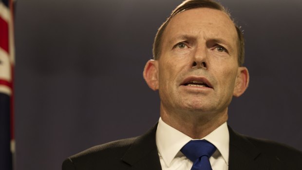 Prime Minister Tony Abbott gives a press conference at the Commonwealth Parliamentary Offices, Sydney.