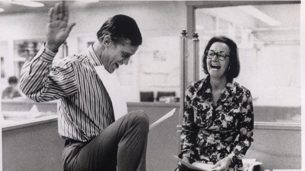 Katharine Graham with Ben Bradlee in 1971, celebrating the US Supreme Court decision to allow the Washington Post to resume publication of the Pentagon Papers.