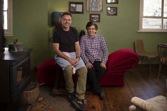 Chef Sean Moran (left) and partner Michael 'Manoo' Robertson at High Hopes Roadhouse in Bilpin last year.