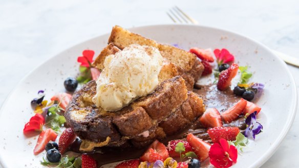 French toast and strawberry cheesecake at Riddik in Templestowe.