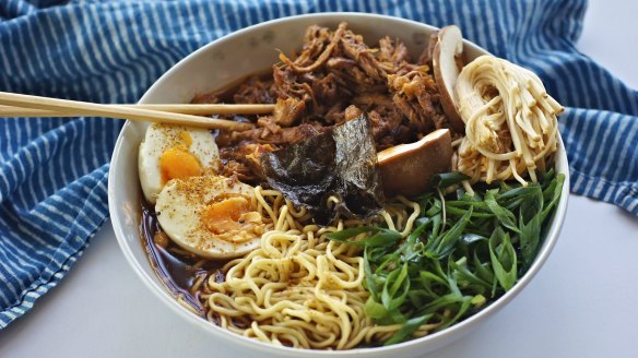 This pork ramen is not as heavy as the traditional tonkotsu.