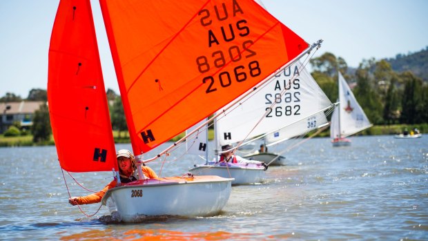 Michael Leydon takes part in the Sailability ACT Friendship Cup on Lake Tuggeranong.