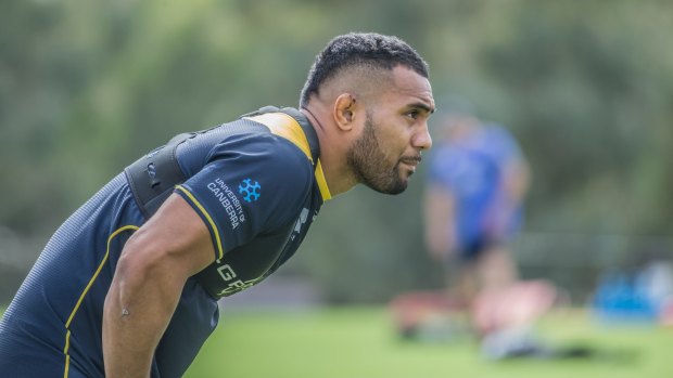 Lolo Fakaosilea at Brumbies training on Wednesday.