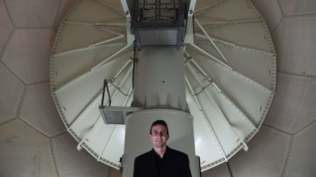 Simon Louis, acting weather services manager for BoM, inside the Terrey Hills radar dome.