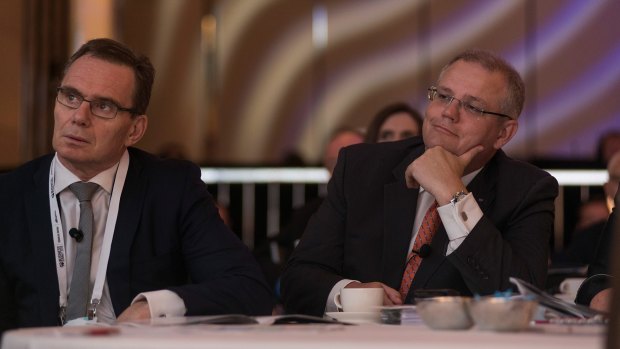 BHP chief Andrew McKenzie with Treasurer Scott Morrison.