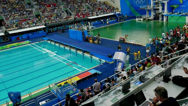 On Tuesday (Rio time) the blue of the water polo pool contrasted markedly with the green of the diving pool.